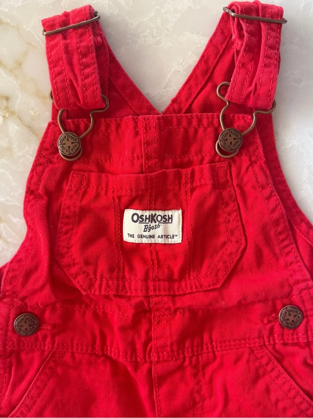 OshKosh B'gosh Bright Red Girls' Short Overalls size 9 months